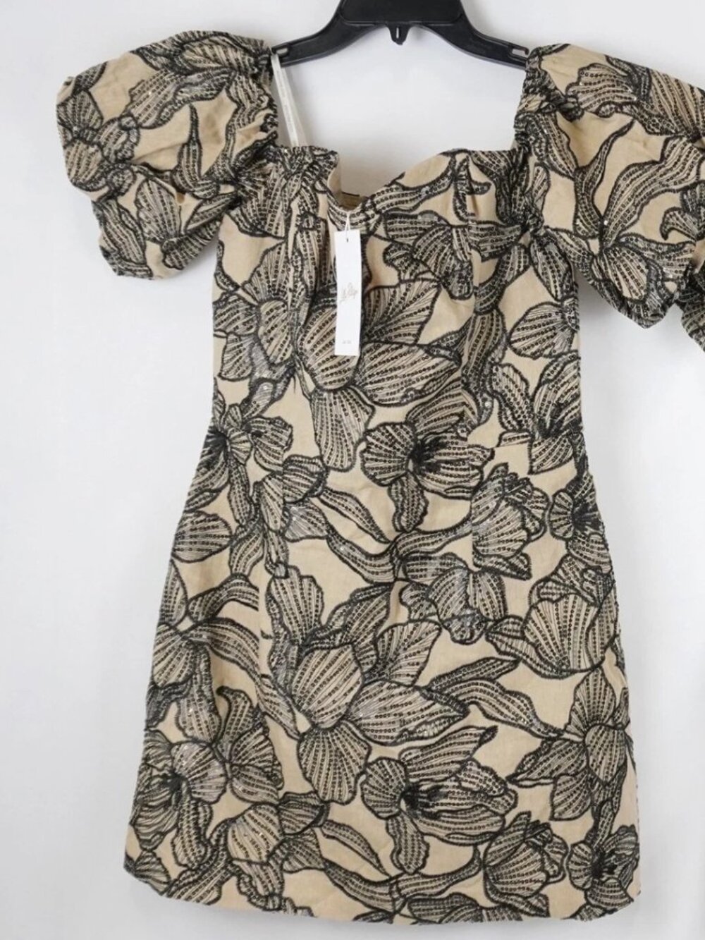 Lilly Pulitzer Beige Floral Puff-Sleeve Romper
